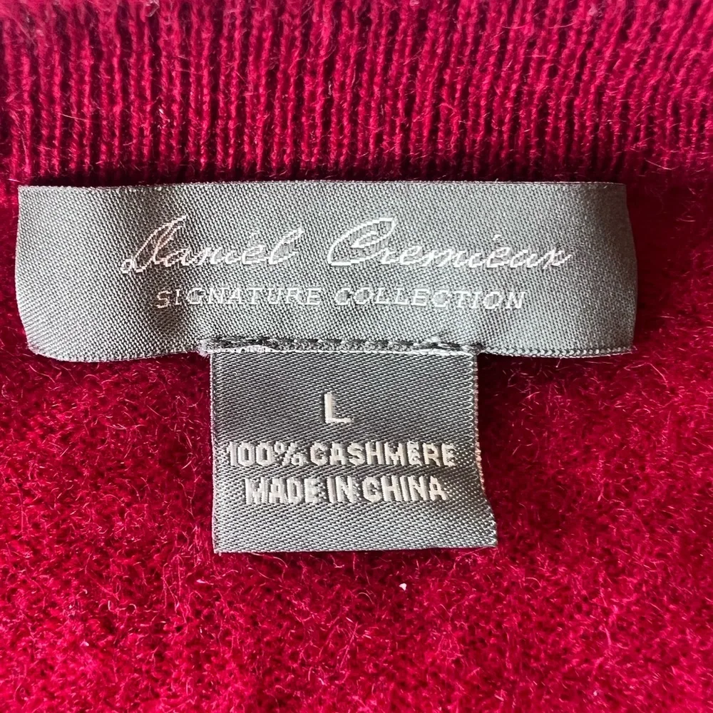 Daniel Cremieux Signature Collection Red Cashmere V-Neck Sweater | Size Large
